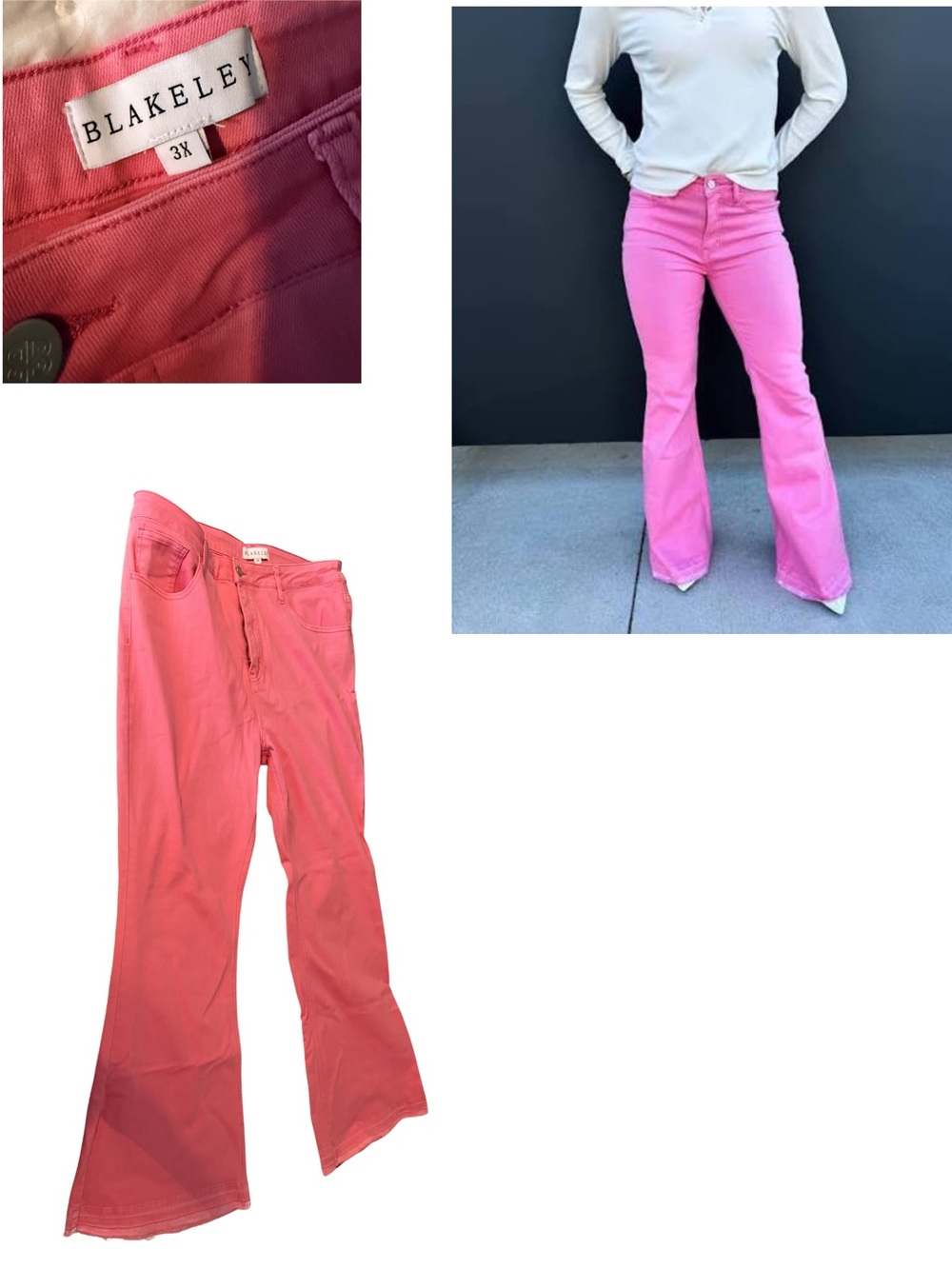 Blakeley Pink Flare Jeans - Women's High-Rise Stretch